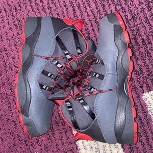 Jordans red black gray used once